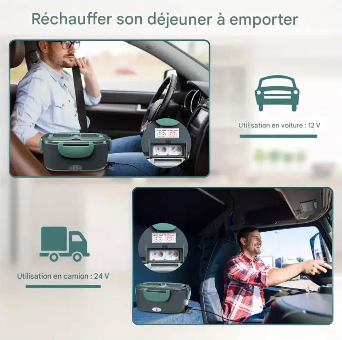 Boîte à Lunch Chauffante Électrique 2-en-1 (Voiture + Maison) – Repas Chaud Partout, à Tout Moment