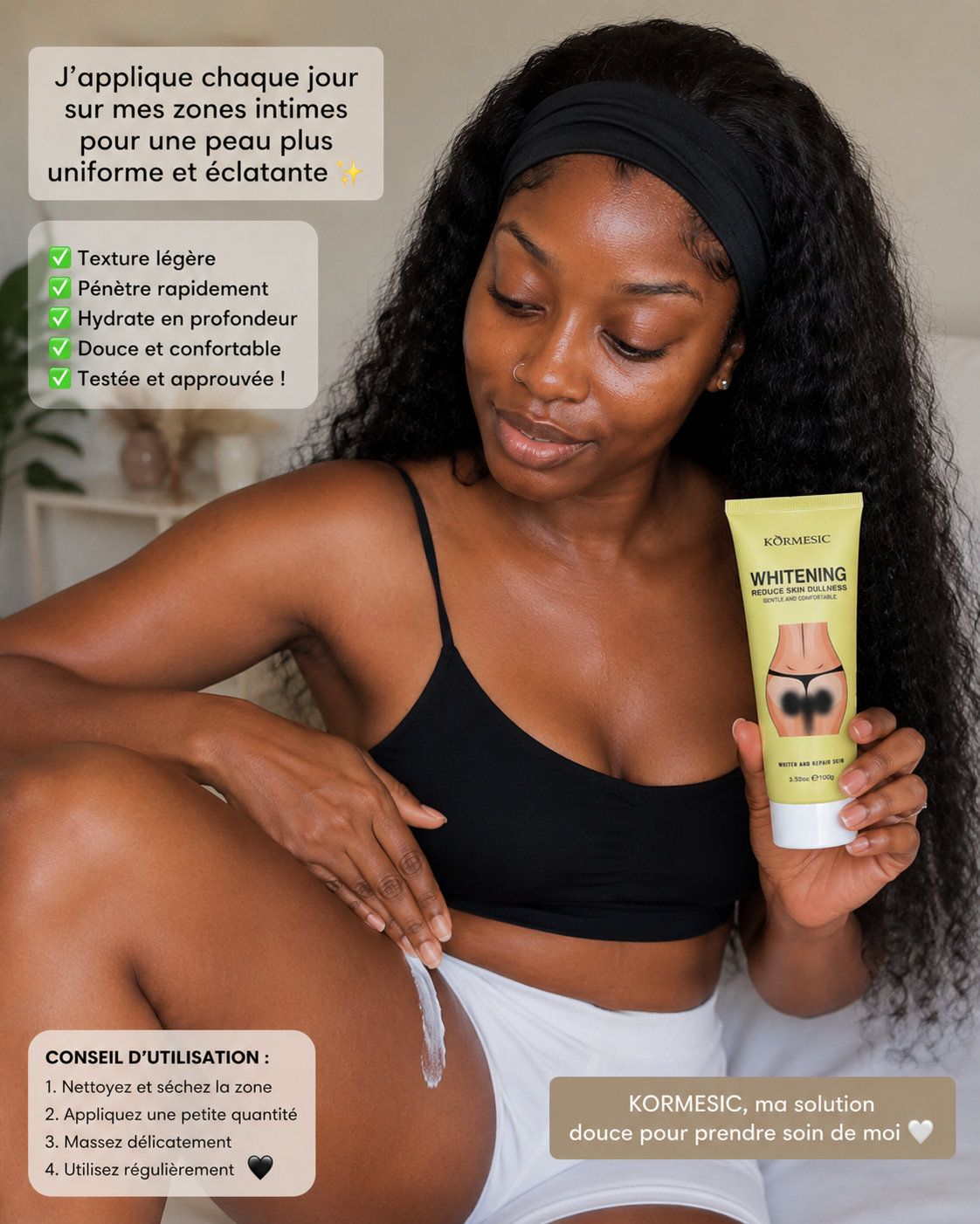 KORMESIC – Crème Éclaircissante Anti-Taches pour Zones Intimes