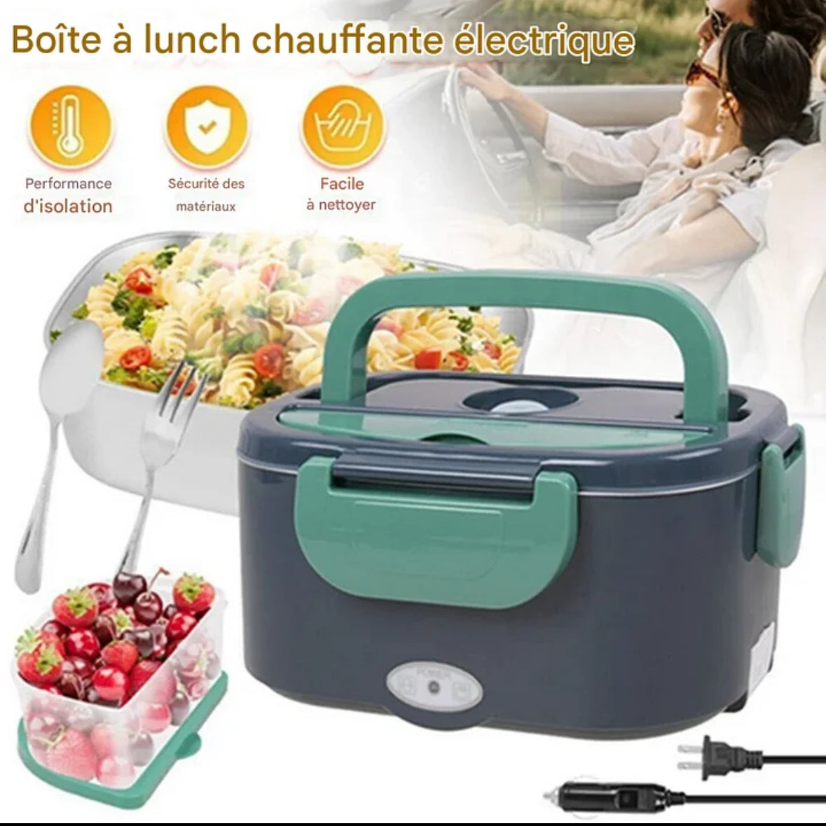 Boîte à Lunch Chauffante Électrique 2-en-1 (Voiture + Maison) – Repas Chaud Partout, à Tout Moment